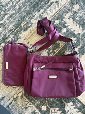 Baggallini Plum Crossbody with Matching Wristlet - Deep Berry
